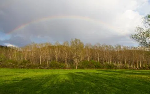 Landscape with rainbow 스톡 사진