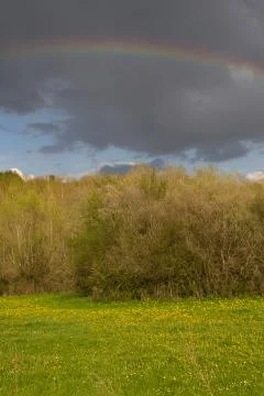 Landscape with rainbow Stock-Fotos