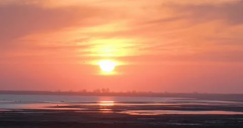 Landscape with red sunset Stock Footage 140346029