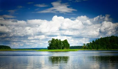 Landscape with reflection in water Stock Photos