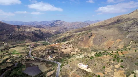 Landscape with rice fields in central Madagascar, Aerial view , 4K footage Stock Footage 231253273