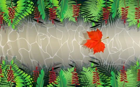 Landscape of rill in the jungle Stock Illustration