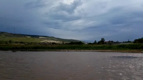 Landscape with river and clouds Stock Footage 110801781
