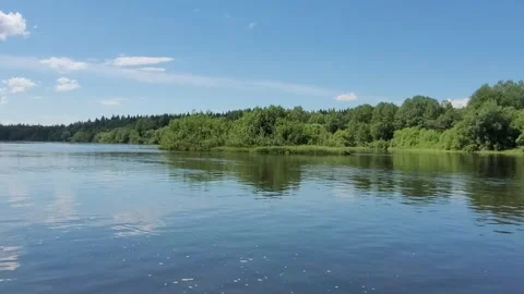 Landscape with river and clouds in summer. Video stock 278964606