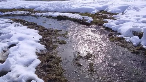 Landscape, river and mountain snow in Santiago, Chile Vidéo 91232035