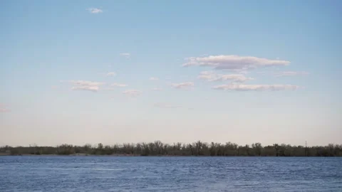 Landscape of river,in background forest and beautiful sky.Sunny summer day Stock Footage 130727715