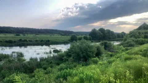Landscape with river Видео 311074251