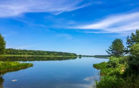 Landscape, River forest sky Stock Photos