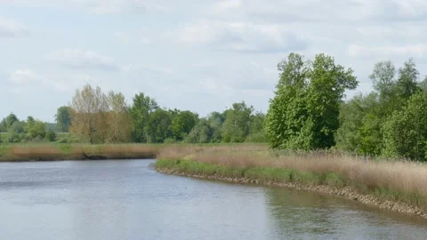 Landscape on the river Hamme, Ritterhude, Lower Saxony, Germany Video stock 154732813
