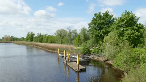 Landscape on the river Hamme, Ritterhude, Lower Saxony, Germany Video stock 154732826