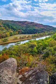 Landscape with river in the mountain Stock Photos