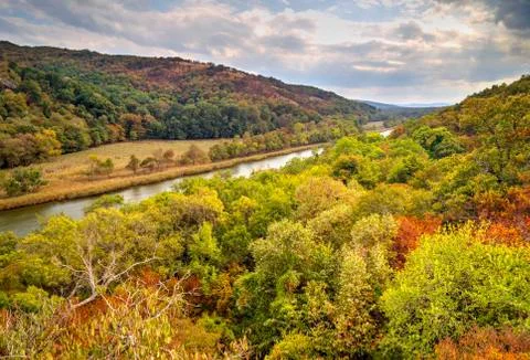Landscape with river in the mountain Stock Photos