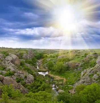 Landscape with river Stock Photos