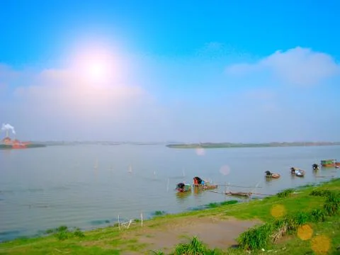 Landscape on the river Stock Photos