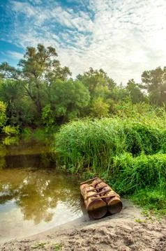 Landscape on the river Stock Photos