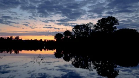 Landscape with a river at sunset Stock Footage 120258752