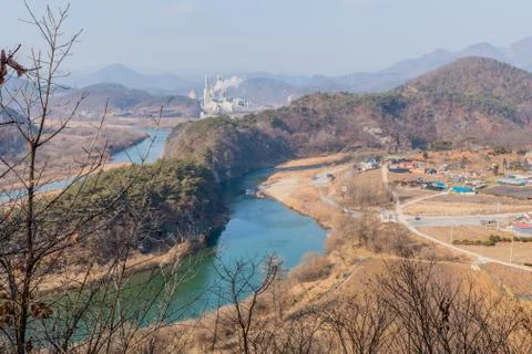 Landscape of river valley Stock Photos