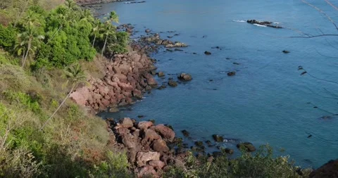 Landscape river view from Mountain with blue sea rocks at indian ocean coast Stock Footage 237530729