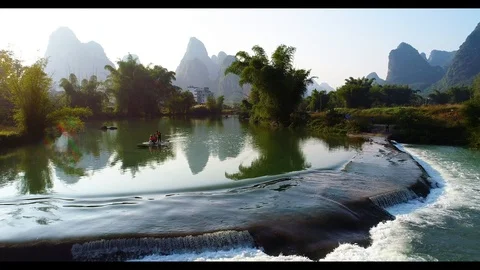 Landscape river village Video stock 100866907
