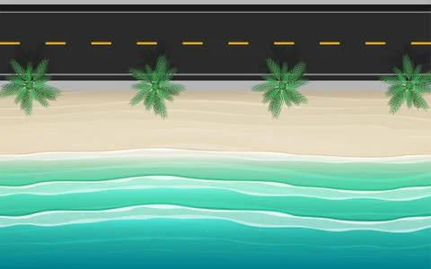 Landscape of road on the beach Stock Illustration
