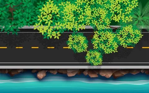 Landscape of road on the beach Ilustração Stock