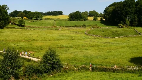 Landscape on the road between O Cebreiro and Sarria, Provincia Galicia, Spain. Stock Footage 80108553