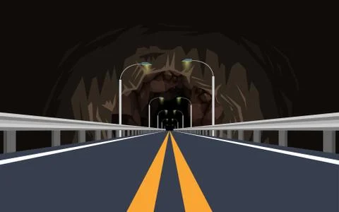 Landscape of road in the cave Stock Illustration