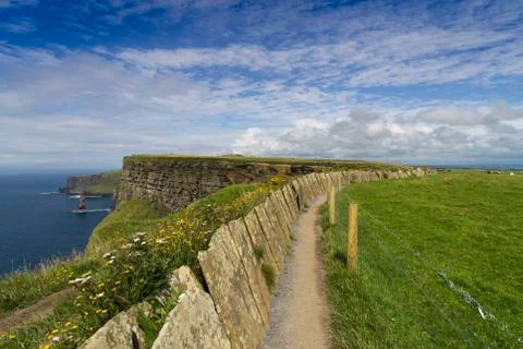 Landscape of a road on the edge of the Cliffs of Moher. Stock Photos