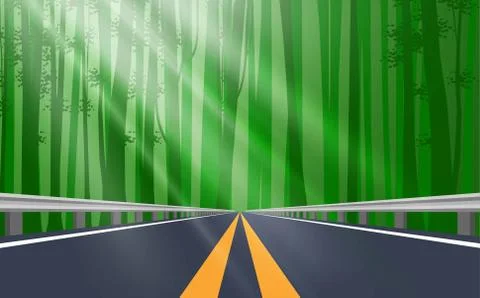 Landscape of the road in the forest Stock Illustration
