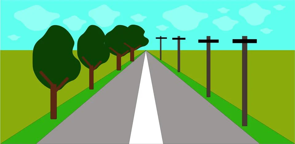 Landscape with road Stock Illustration