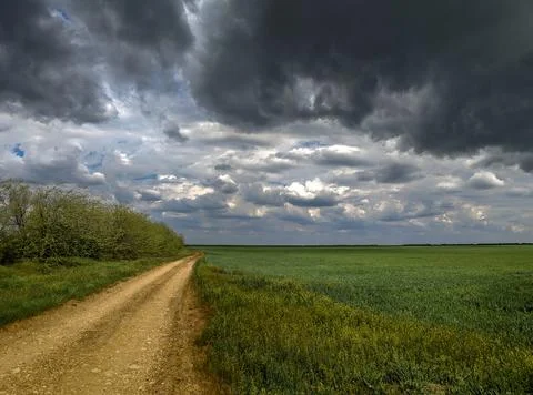 Landscape with road. road going into the distance. winding road. Stock Photos
