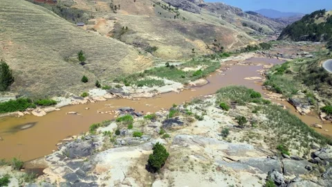 Landscape with rock formation in central Madagascar, Aerial view, 4K footage 動画素材 231252857