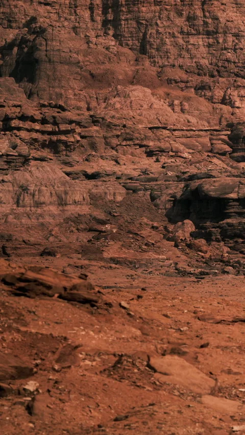 Landscape of rocky terrain on Mars captured by a rover in daylight Stock Footage 339784503