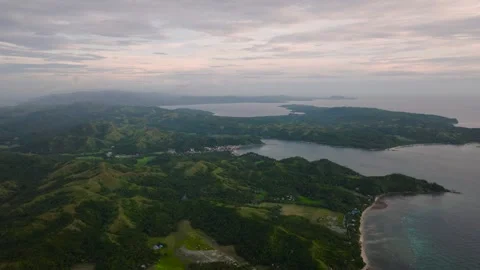 Landscape of rolling hills and bays. Romblon, Philippines. Stock Footage 301944335