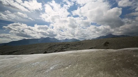 Landscape of Root Glacier Pan Left Wrangell St. Elias Stock Footage 121540079