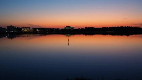 Landscape of the salt flats during the sunset at Ses Salines, Mallorca, Spain Stock Footage 100531656