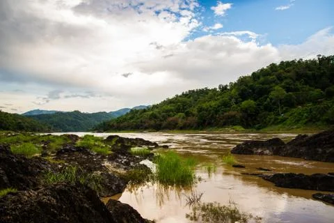 Landscape of salween river Stock Photos
