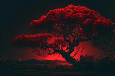 Landscape scenery, Background, Dark red wallpaper Stock Illustration