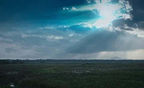 Landscape scenery background with dramatic sky Fotos Stock