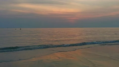Landscape with sea sunset on beach Stock Footage 238911956