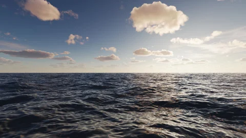 Landscape of sea waves and clouds at a beautiful sunset Stock Footage 250379764