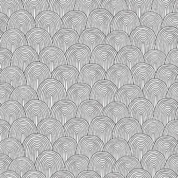 Landscape seamless pattern in black and white Stock Illustration