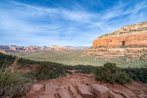 Landscape of Sedona as seen from the Devils Bridge trail Stock Photos