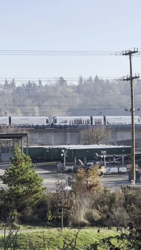 Landscape seen city passing train Stock Footage 241005242