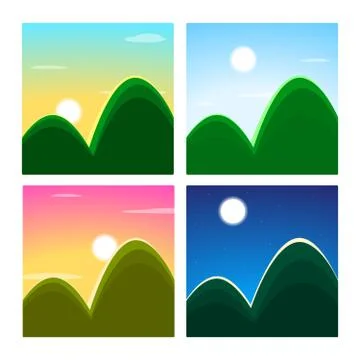 Landscape set in square frame Stock Illustration