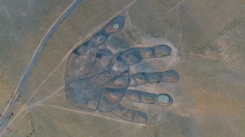 A Landscape in shape of a giant hand on the grassland in China's Inner Mongolia Stock Footage 126463232