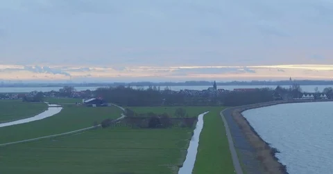 Landscape shot of marken with drone Video stock 70895143