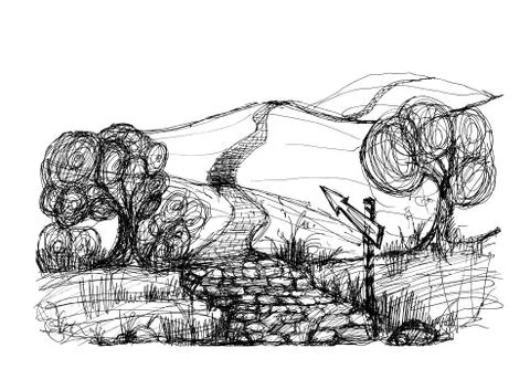 Landscape sketch Stock Illustration