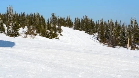 Landscape of the ski resort in the spring against the blue sky Stock Footage 104836154