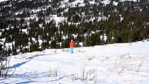 Landscape of the ski resort in the spring against the blue sky Stock Footage 104836196